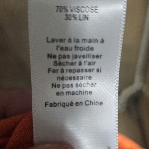 LUSH Orange/Red Linen Blend Front Tie Short Puff Sleeve Front Midi Dress.Size S - Picture 8 of 16